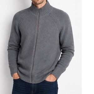 Gap Mens‎ Wild Zip Mock Charcoal Grey Cotton Full Zip Sweater XL Grandpacore
